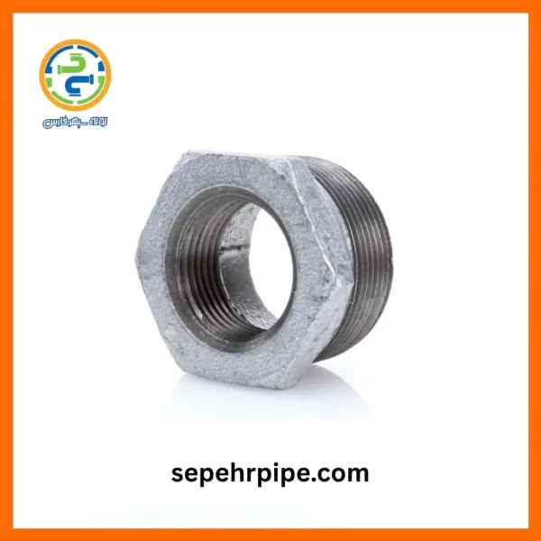 اتصال تبدیل گالوانیزه سایز 1.1/2 در 1/2 اینچ چینی (معادل نمره 5*2 لوله‌ اتصالات فلزی)