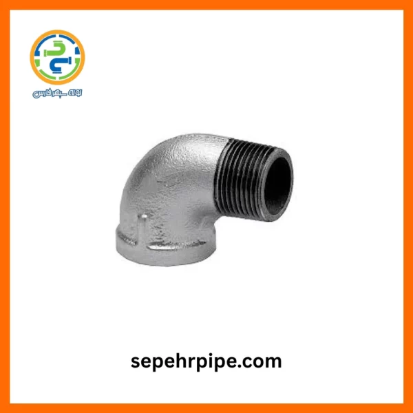 اتصال زانو چپقی گالوانیزه سایز 1 اینچ چینی (معادل نمره 3 لوله‌ اتصالات فلزی)
