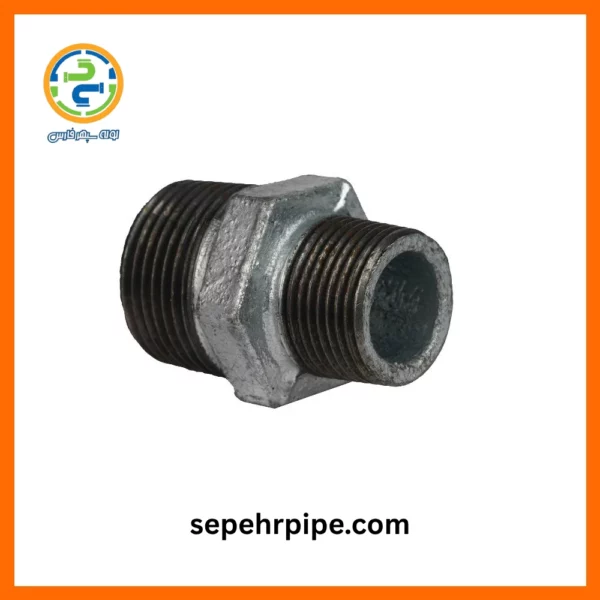 اتصال مغزی تبدیل گالوانیزه سایز 1 در 3/4 اینچ چینی (معادل نمره 3*2/5 لوله‌ اتصالات فلزی)